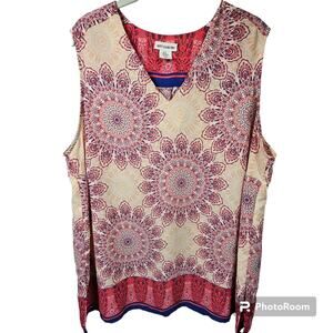 Artisan NY Sleeveless Geometric Floral Design Blouse Tunic Plus Size 2X
